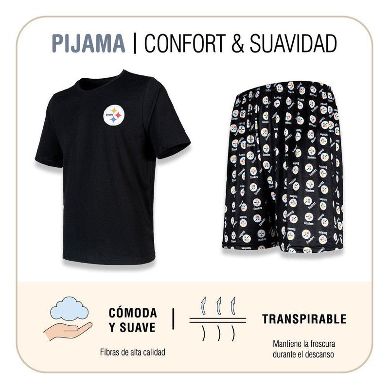 Conjunto Pijama NFL Pittsburgh Steelers Playera y Short Negro Hombre