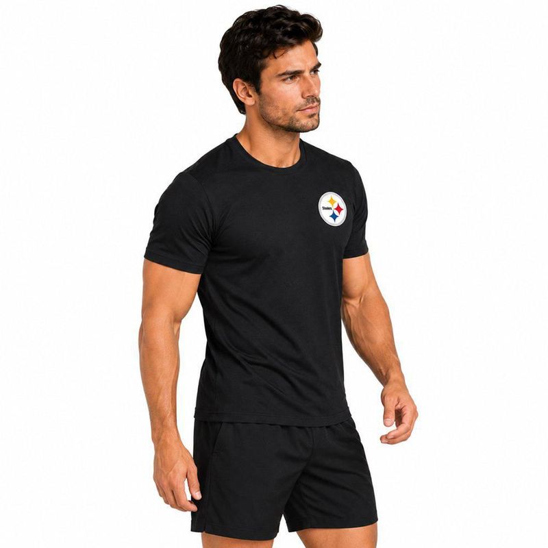 Conjunto Pijama NFL Pittsburgh Steelers Playera y Short Negro Hombre