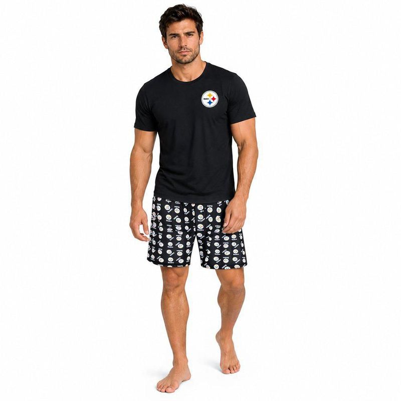 Conjunto Pijama NFL Pittsburgh Steelers Playera y Short Negro Hombre