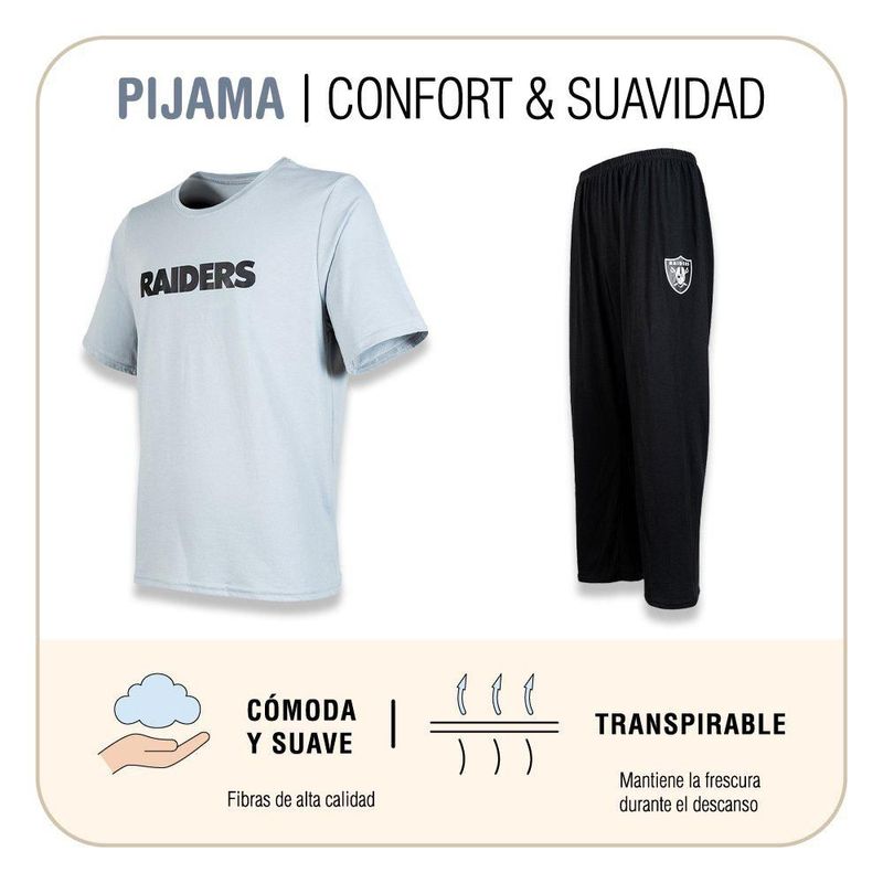 Conjunto Pijama NFL Las Vegas Raiders Playera y Pantalón Gris Hombre