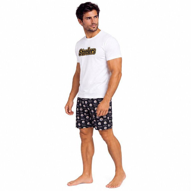 Conjunto Pijama NFL Pittsburgh Steelers Playera y Short Blanco Hombre