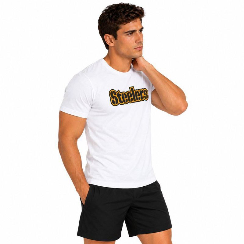 Conjunto Pijama NFL Pittsburgh Steelers Playera y Short Blanco Hombre