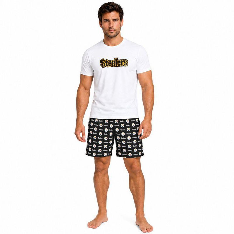 Conjunto Pijama NFL Pittsburgh Steelers Playera y Short Blanco Hombre