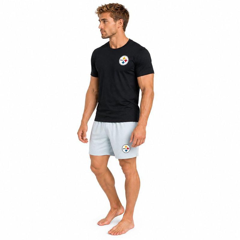 Conjunto Pijama NFL Pittsburgh Steelers Playera y Short Negro Hombre