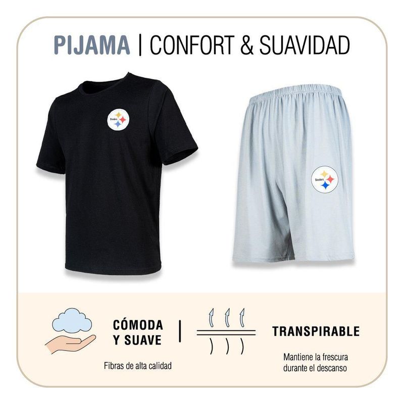Conjunto Pijama NFL Pittsburgh Steelers Playera y Short Negro Hombre