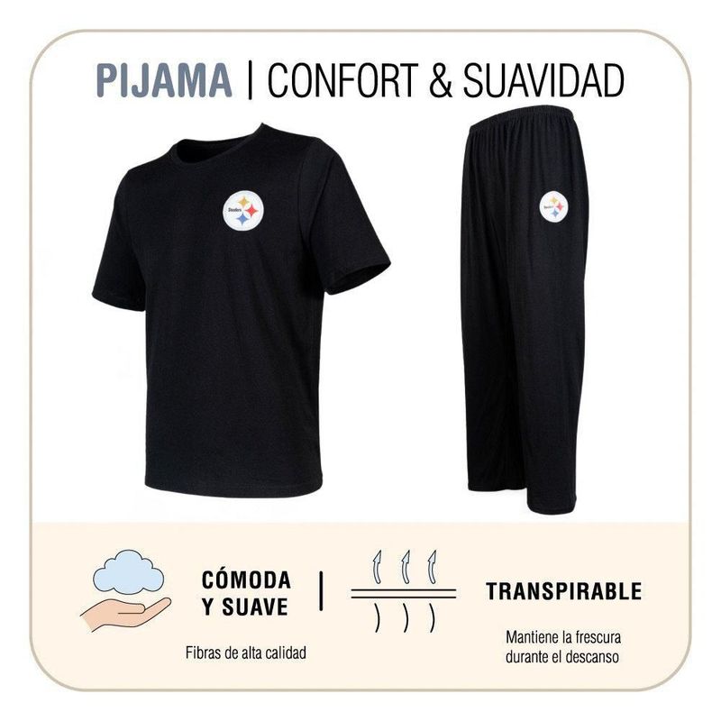 Conjunto Pijama NFL Steelers Playera y Pantalón Negro Hombre
