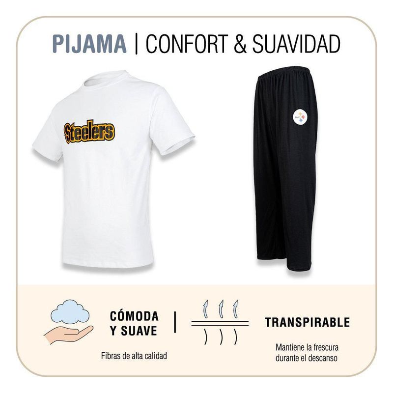 Conjunto Pijama NFL Steelers Playera y Pantalón Blanco Hombre