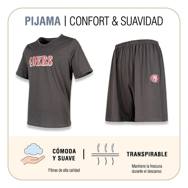 Conjunto Pijama NFL San Francisco 49ers Playera y Short Gris Hombre