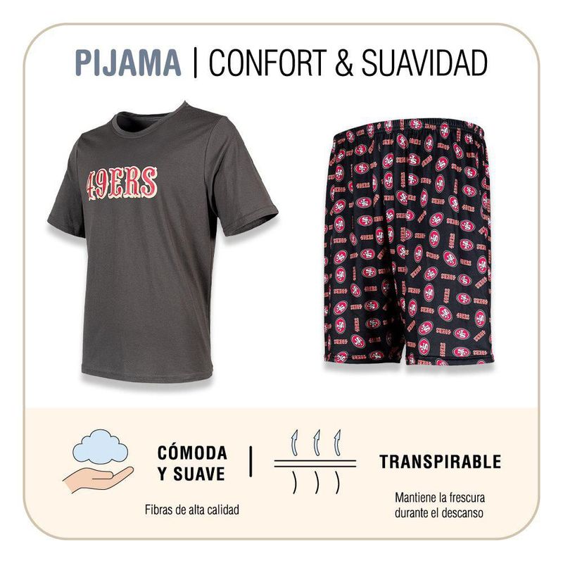 Conjunto Pijama NFL San Francisco 49ers Playera y Short Gris Hombre