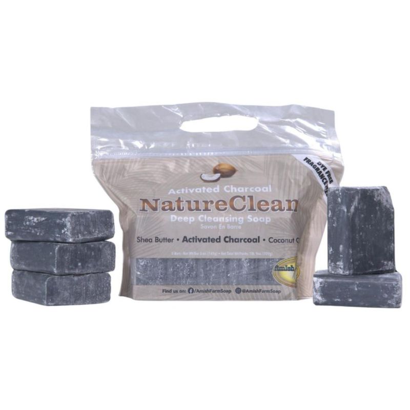 Jabón Amish Farms de Carbón Activado y Bentonita – Pack de 5 Barras