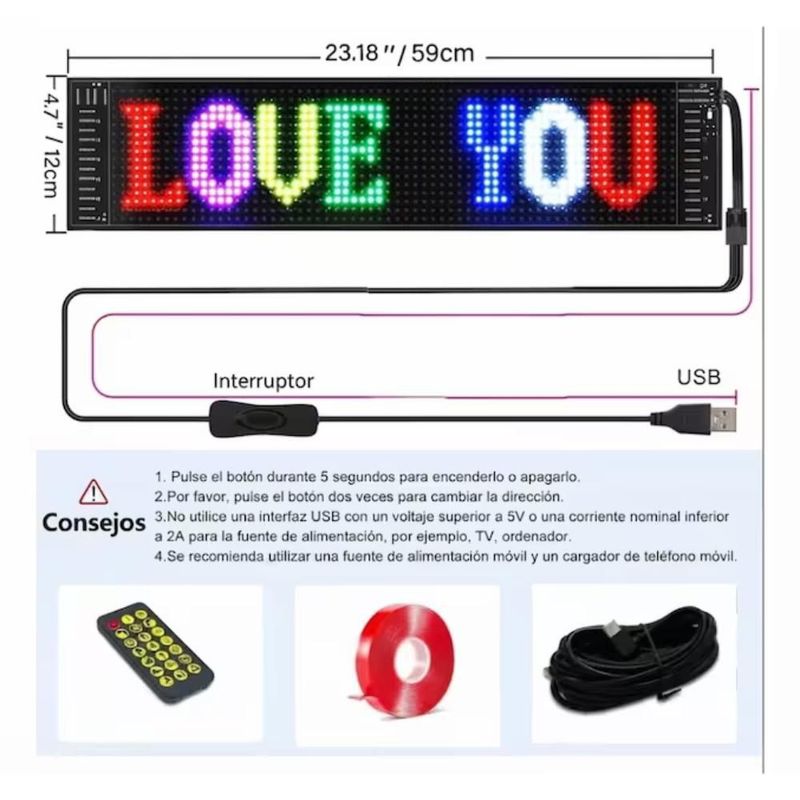 Pantalla LED Flexible IQ Tech para Auto con App y Control Remoto