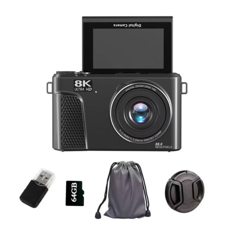 Cámara Digital IQ Tech VCR03-03 8K 88MP WiFi Zoom 18X Pantalla Abatible