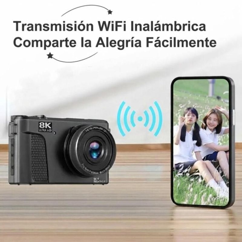 Cámara Digital IQ Tech VCR03-03 8K 88MP WiFi Zoom 18X Pantalla Abatible