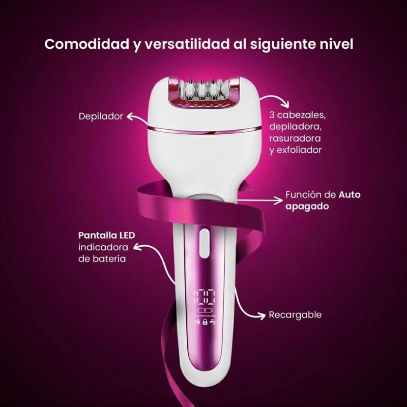 Depiladora Eléctrica IQ Tech Recargable 2 Velocidades Blanco Rosa