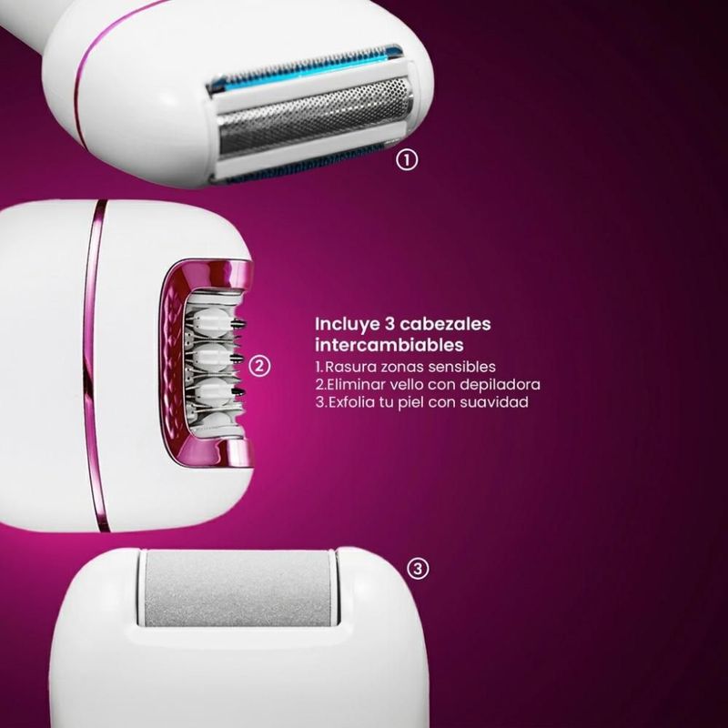 Depiladora Eléctrica IQ Tech Recargable 2 Velocidades Blanco Rosa