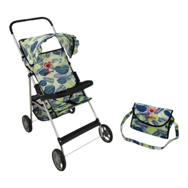 Carriolita De Muñecas Juguete Baby Kaori Ss05 Con Canasta Negro Flores