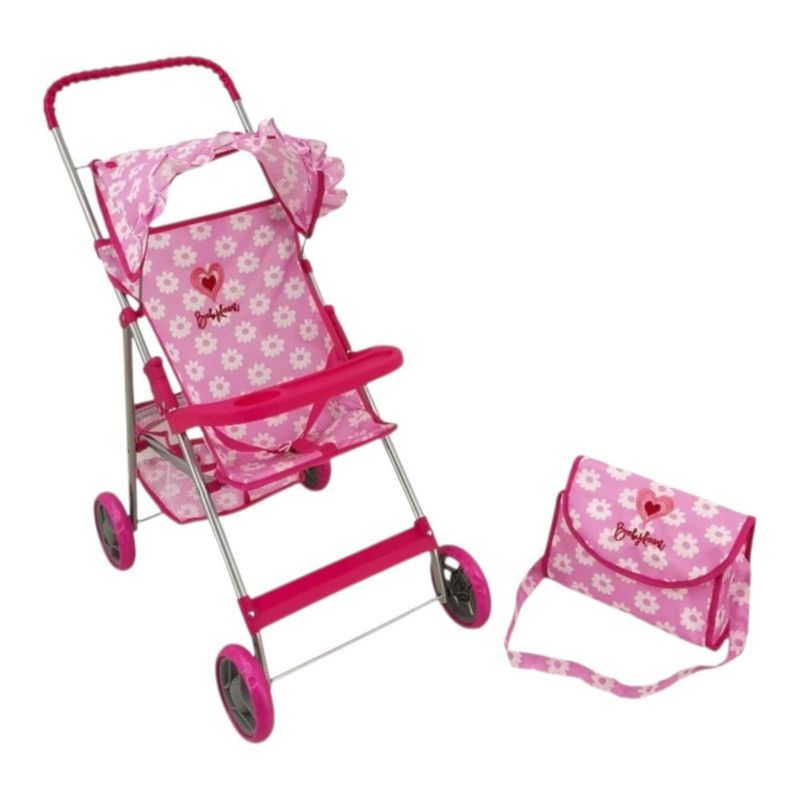 Carriolita De Muñecas Juguete Baby Kaori Ss05 Con Canasta Rosa Flores