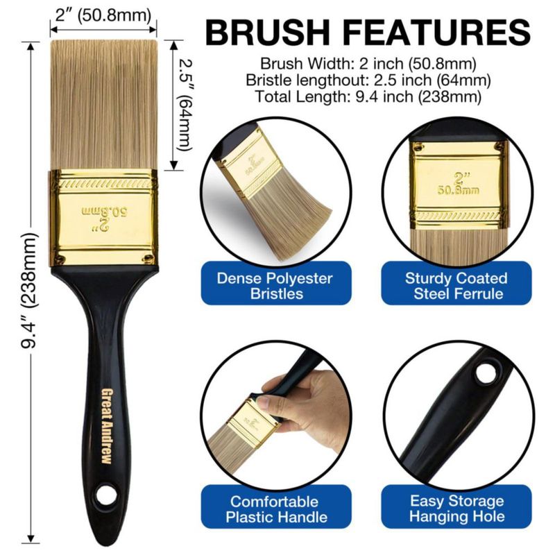 Great Andrew Set de 10 pinceles de pintura de 2 pulgadas (5 cm)