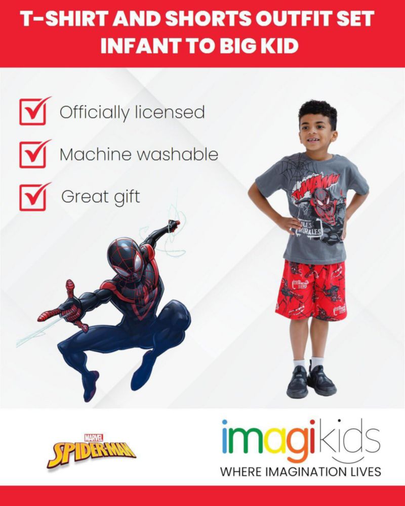 Conjunto Marvel Miles Morales 5T Gris y Rojo