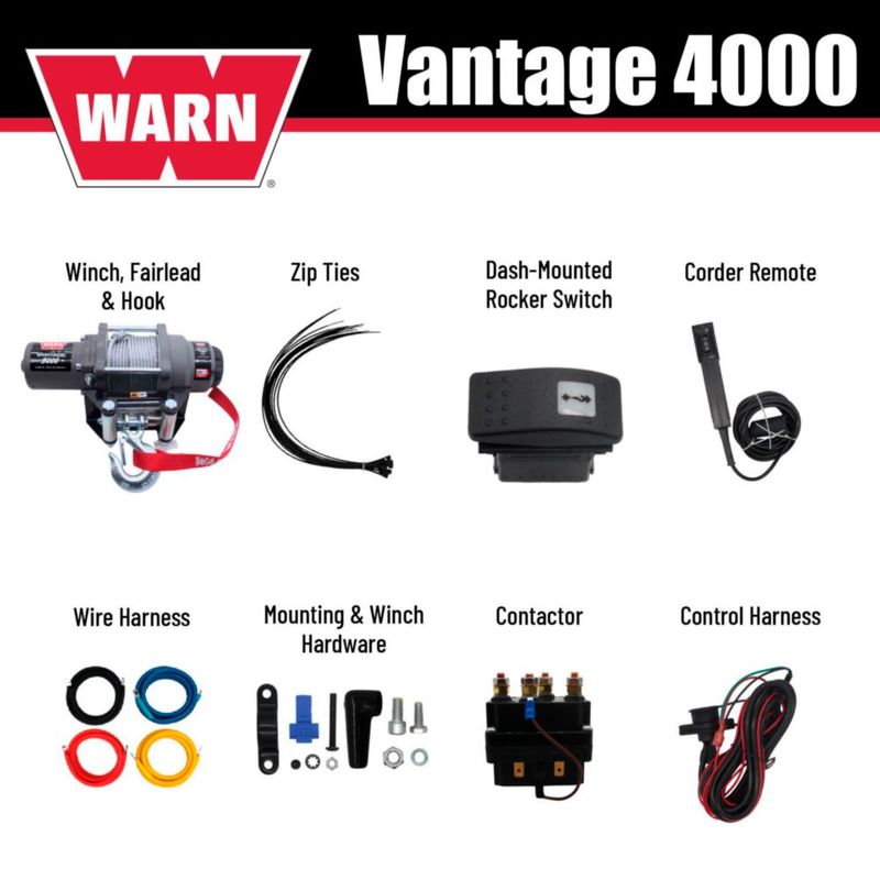 Winche WARN Vantage 4000 12 V 1814 kg ATV/UTV