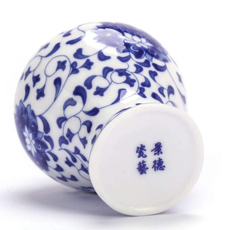 Juego de 3 Mini Floreros de Cerámica Azul y Blanca LANLONG