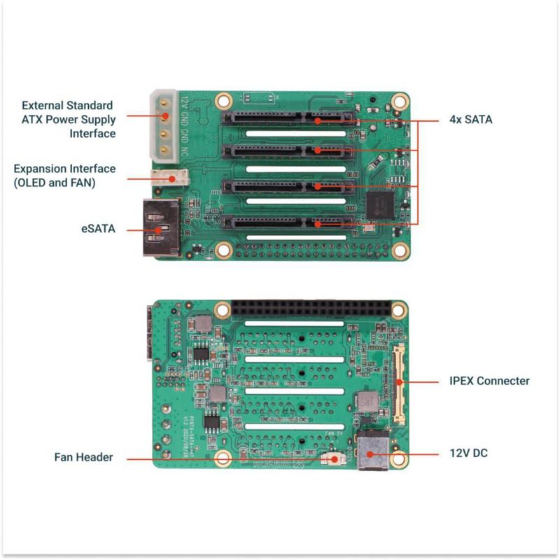 Módulo de expansión SATA de 5 puertos HAT Radxa para Raspberry Pi 5