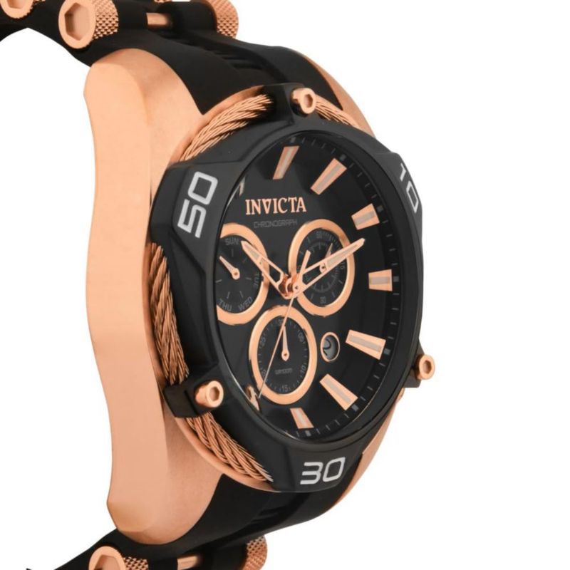 Reloj para hombre Invicta Bolt de 50 mm en oro rosa con correa de silicona y cuarzo