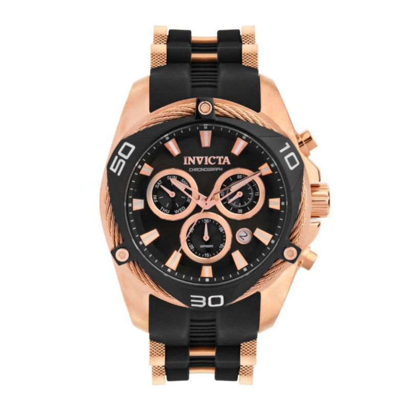 Reloj para hombre Invicta Bolt de 50 mm en oro rosa con correa de silicona y cuarzo