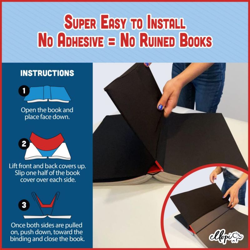 Funda de libro ELLOPI elástica negra 23 × 28 cm - 1 unidad