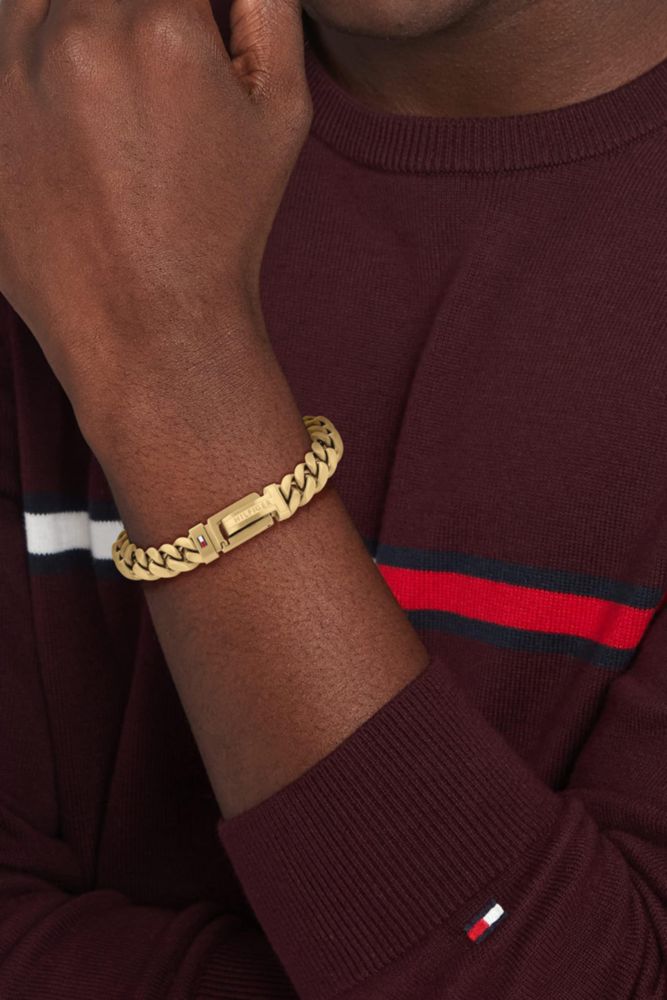 Pulsera Tommy Hilfiger de acero bañado en oro de 190 mm