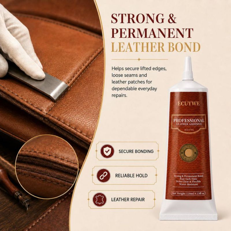 Pegamento para Cuero Wqapey 120 ml Transparente – Adhesivo para Zapatos Bolsos Chaquetas y Muebles