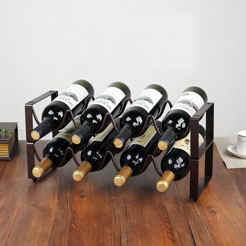 Portabotellas REDANT de 8 botellas metal con acabado bronce apilable