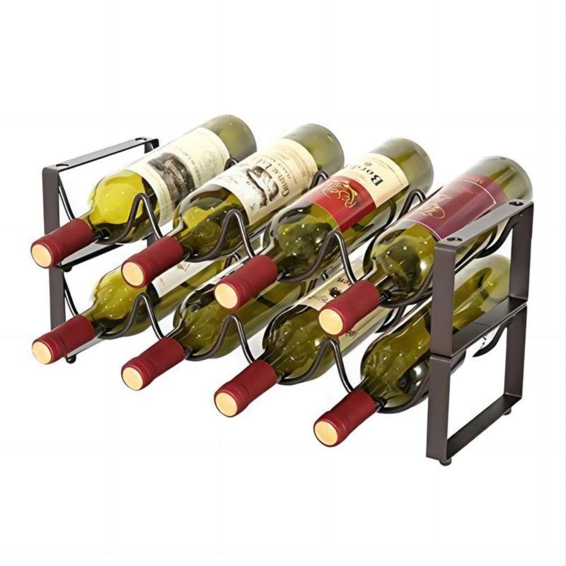 Portabotellas REDANT de 8 botellas metal con acabado bronce apilable