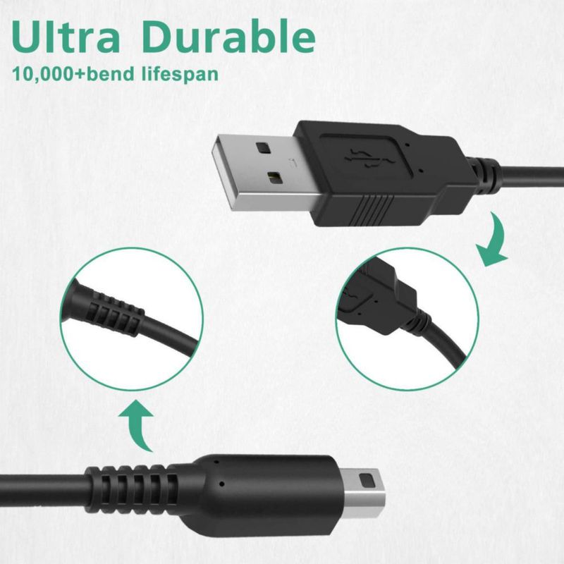 Cable USB Xahpower de 12 m para Nintendo 3DS/2DS/DSi - Negro