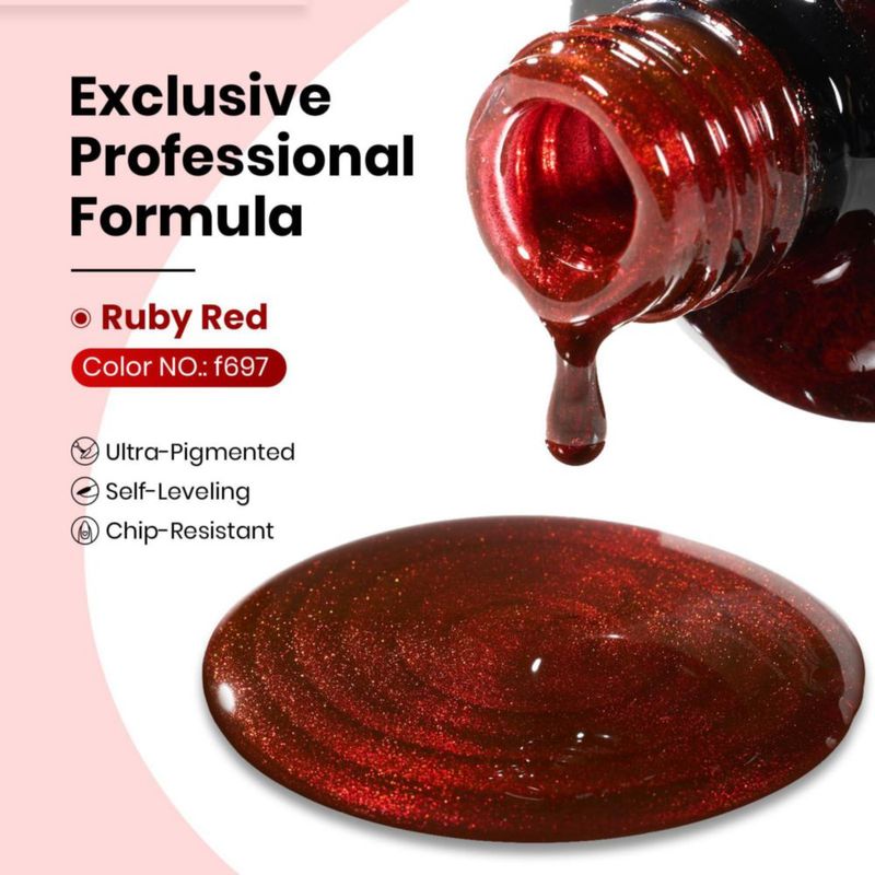 Gel de uñas beetles Ruby Red Cat Eye 15 ml con purpurina