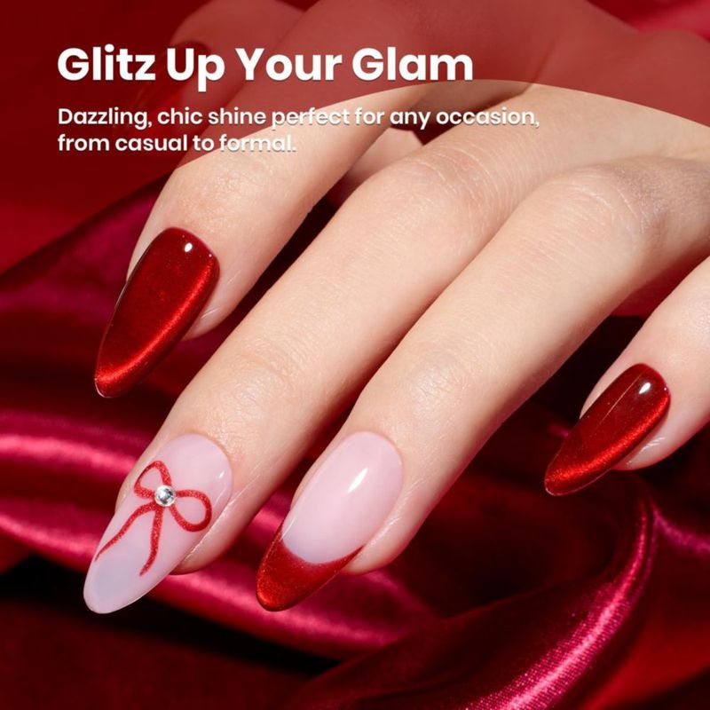 Gel de uñas beetles Ruby Red Cat Eye 15 ml con purpurina
