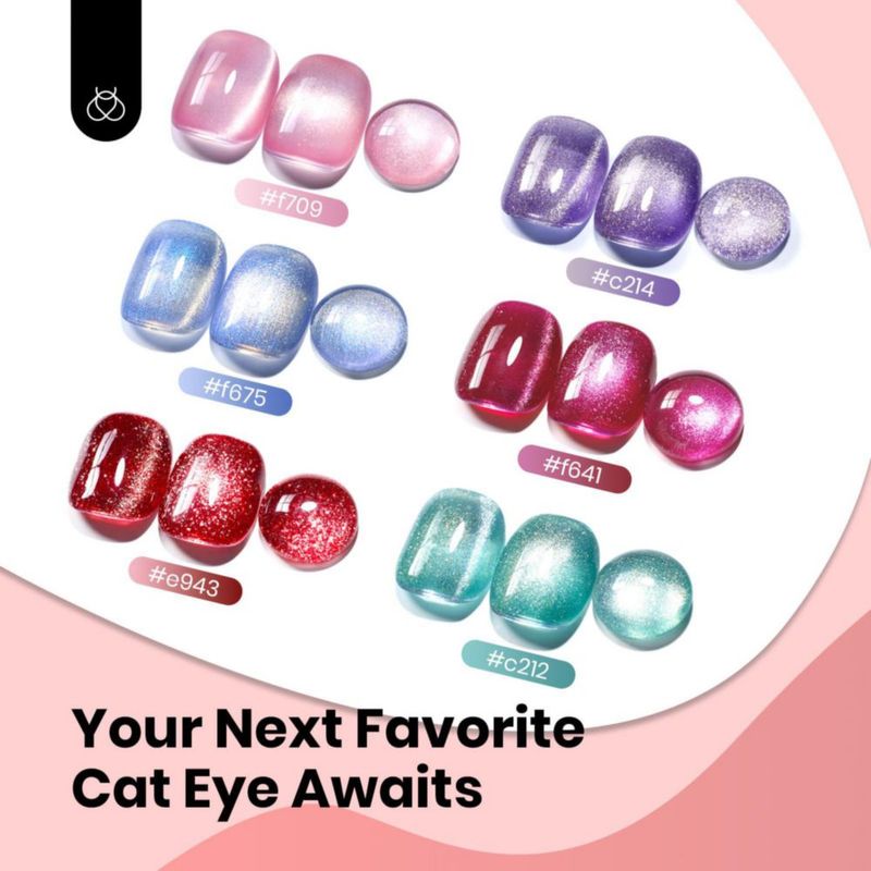 Gel de uñas beetles Ruby Red Cat Eye 15 ml con purpurina