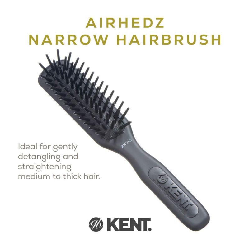 Cepillo de Cabello KENT AH10G Pro de Púas Gruesas y Cabezal Estrecho Gris