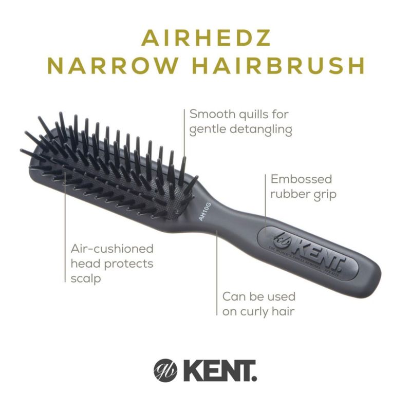 Cepillo de Cabello KENT AH10G Pro de Púas Gruesas y Cabezal Estrecho Gris