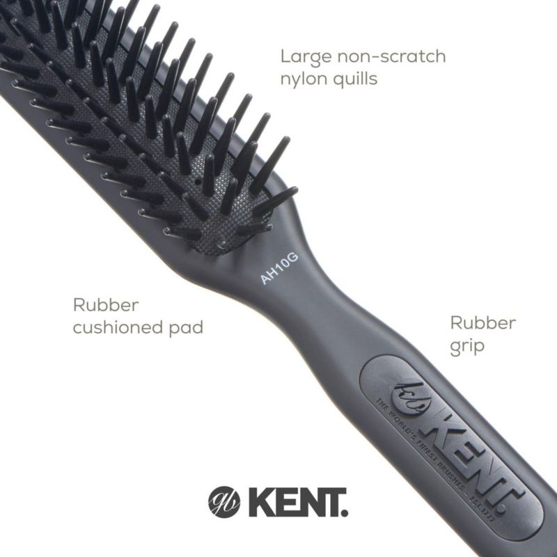Cepillo de Cabello KENT AH10G Pro de Púas Gruesas y Cabezal Estrecho Gris
