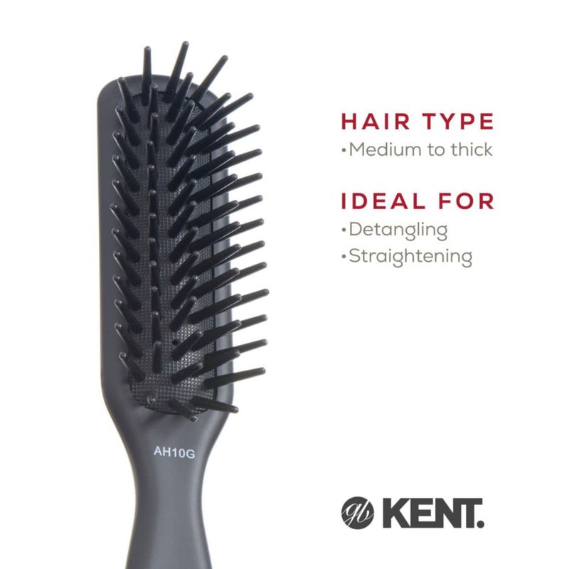 Cepillo de Cabello KENT AH10G Pro de Púas Gruesas y Cabezal Estrecho Gris