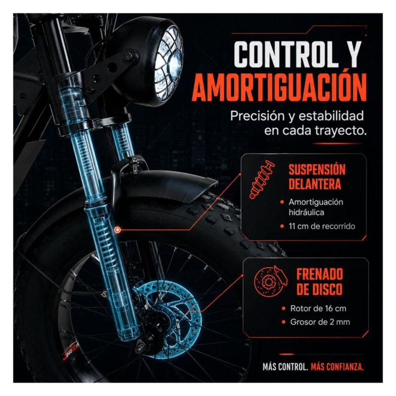 Bicicleta Electrica Montana CENTURFIT Motor 1500W Velocidad 48 kmh Autonomia 30 Km E Bike para Adultos Movilidad Urbana Terreno Todo Camino