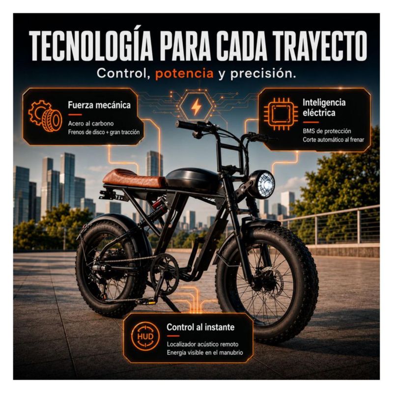 Bicicleta Electrica Montana CENTURFIT Motor 1500W Velocidad 48 kmh Autonomia 30 Km E Bike para Adultos Movilidad Urbana Terreno Todo Camino