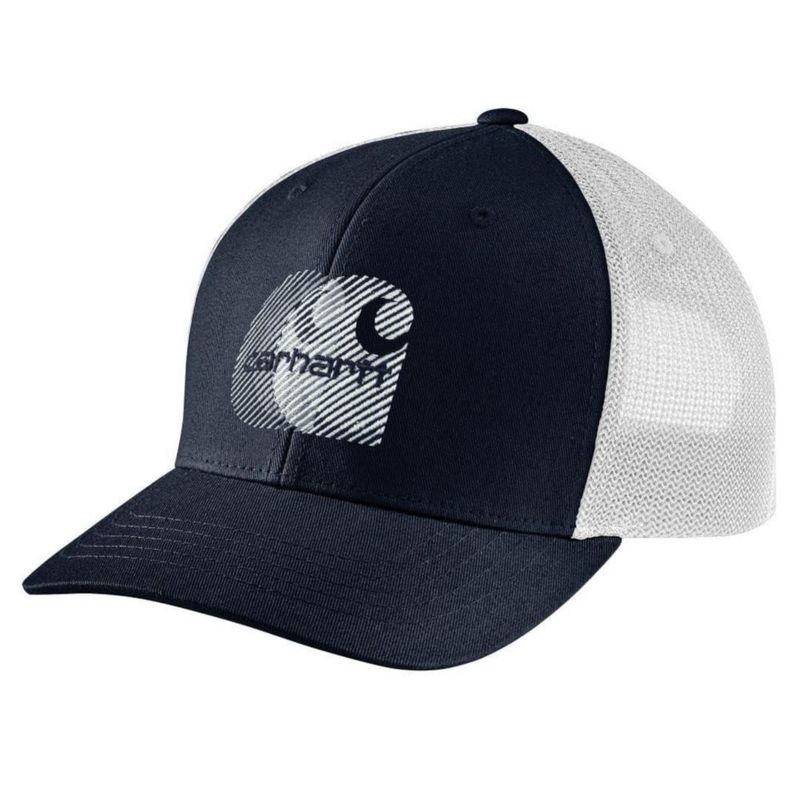 Gorra Carhartt Unisex Azul Marino con Malla Trasera Logo Bordado y Cierre Snapback