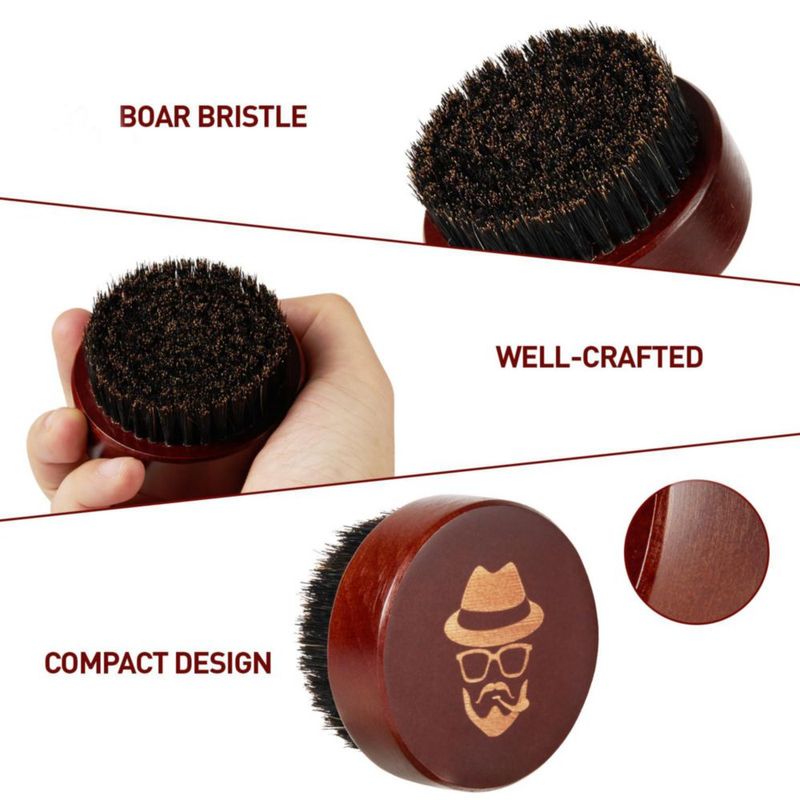 Cepillo de barba Sosoon de cerdas de jabalí y mango de nogal negro