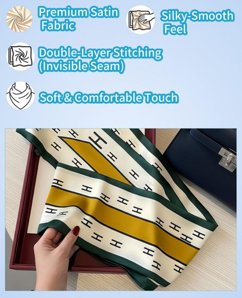 Bufanda GoldenLife 147 cm de longitud con tacto de seda patrón crema H