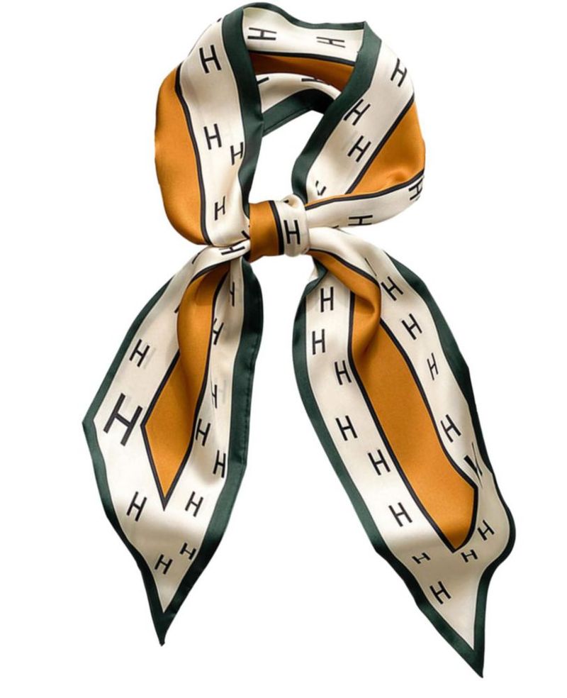 Bufanda GoldenLife 147 cm de longitud con tacto de seda patrón crema H