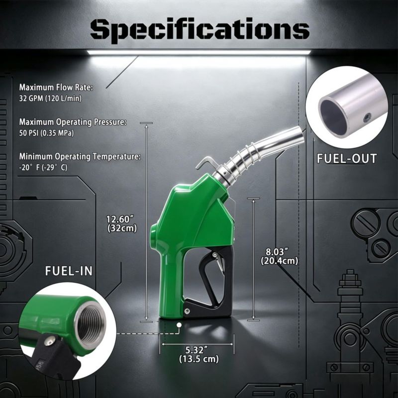Boquilla de combustible GIAYOGO 1" NPT con cierre automático verde