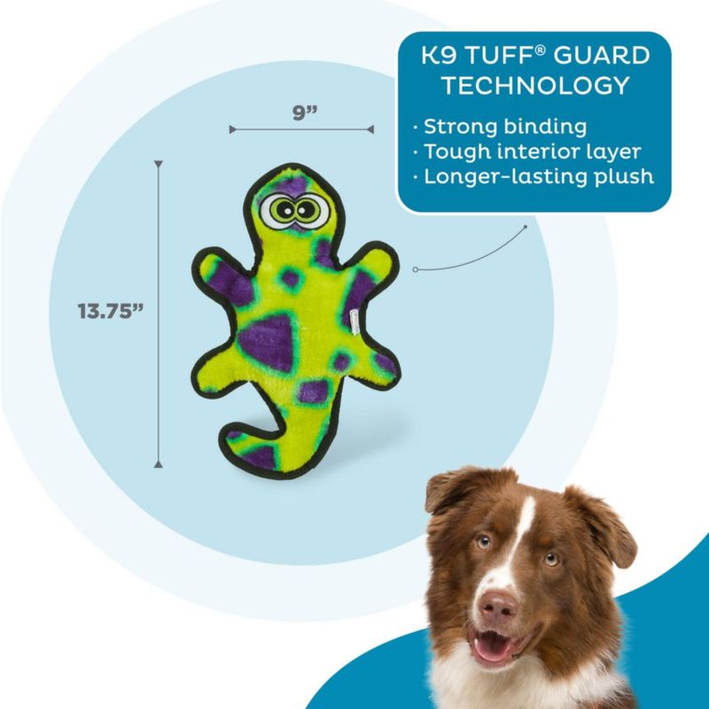 Juguete para perro Outward Hound Gecko de 35 cm peluche sin relleno y silbato