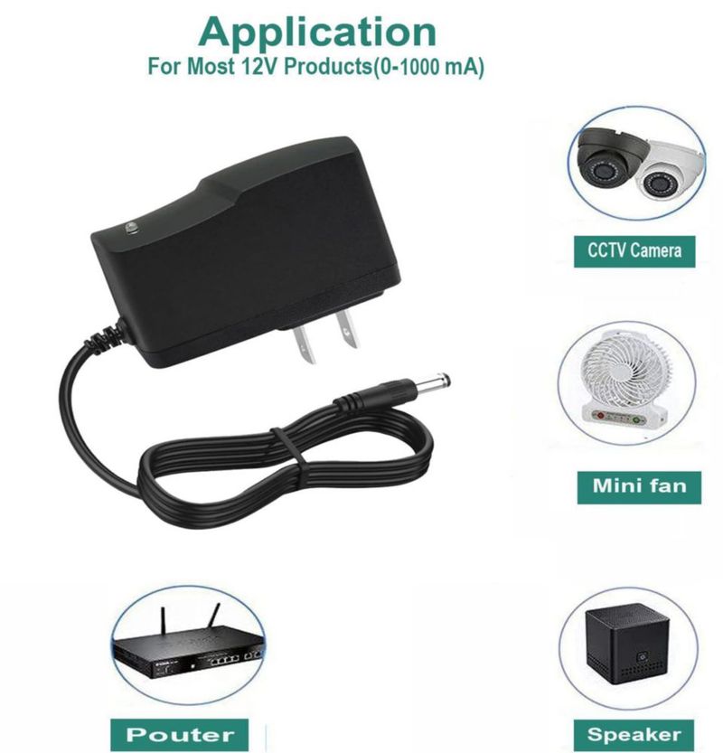 Fuente de alimentación YOOFONE 12V 1A 100-240V 5.5x2.5mm